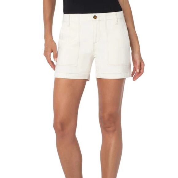 LIVERPOOL WOMENS SIZE 16/33 UTILITY SHORT FLAP POCKETS SEASIDE DUNES NATURAL NEW - Picture 1 of 13
